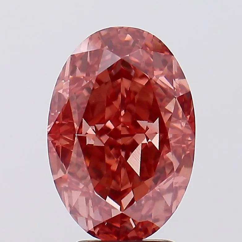 5.01ct Oval Lab Grown Diamond (Fancy Vivid Brownish Pink, Clarity VS1, IGI)