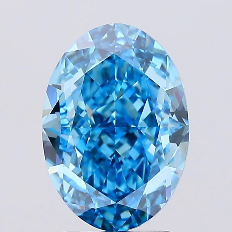 3.10ct Oval Lab Grown Diamond (Colour Fancy Vivid Blue, Clarity VVS2, IGI Certified)