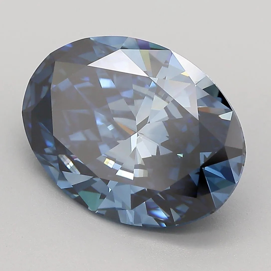 5.01ct Oval Lab Grown Diamond (Fancy Dark Blue, Clarity VVS1, IGI)