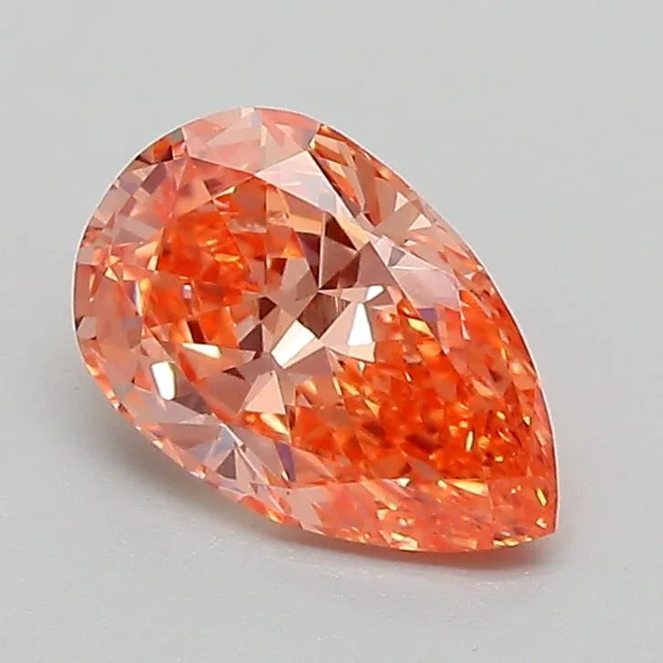 1.11ct Pear Lab Grown Diamond (Fancy Vivid Pink Orange, Clarity VVS2, IGI)