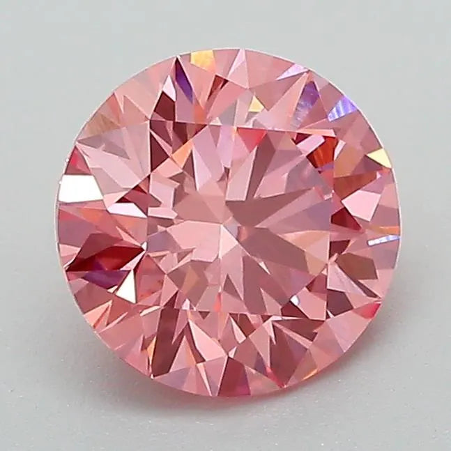 1.36ct Round Lab Grown Diamond (Colour Fancy Vivid Pink, Clarity VVS2, Cut ID, IGI Certified)