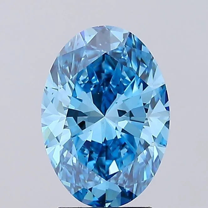 3.09ct Oval Lab Grown Diamond (Colour Fancy Vivid Blue, Clarity VS1, IGI Certified)