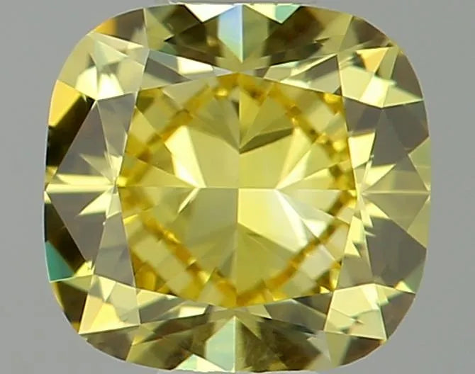 0.52ct Cushion brilliant Lab Grown Diamond (Colour Fancy Vivid Yellow, Clarity VVS2, IGI Certified)